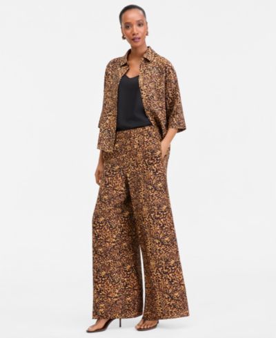 I.N.C. International Concepts Женские брюки Animal-Print с высокой посадкой и широкими штанинами