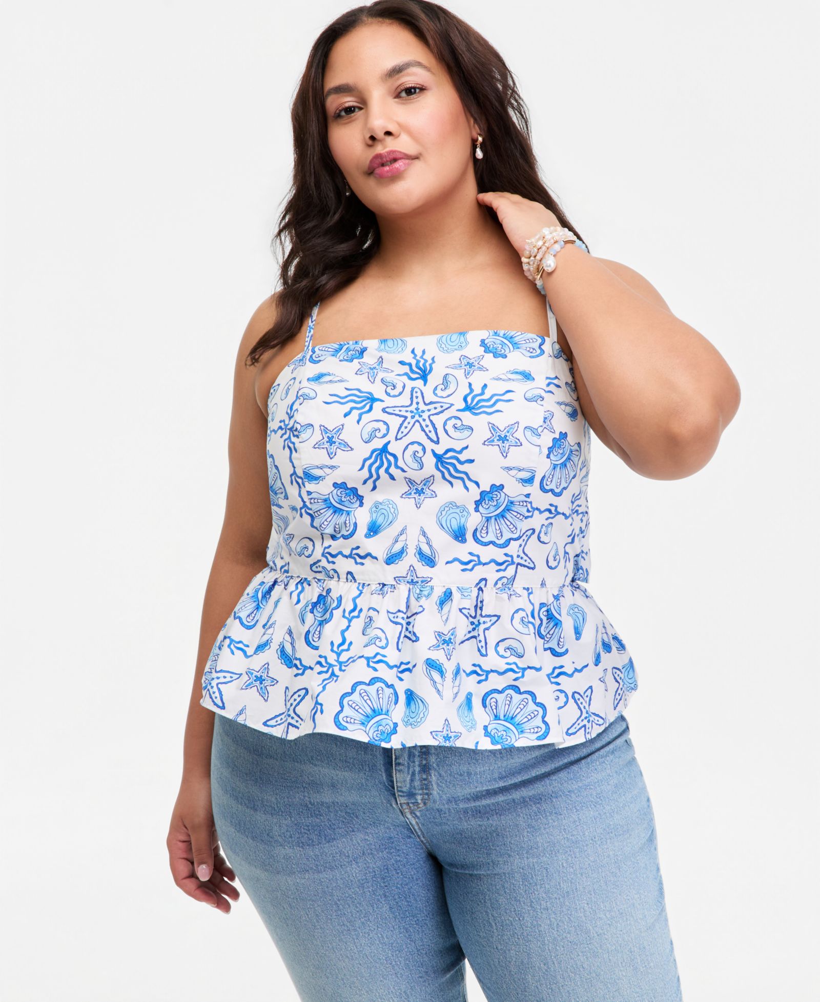 Женский топ On 34th Plus Cotton Peplum Tie-Back