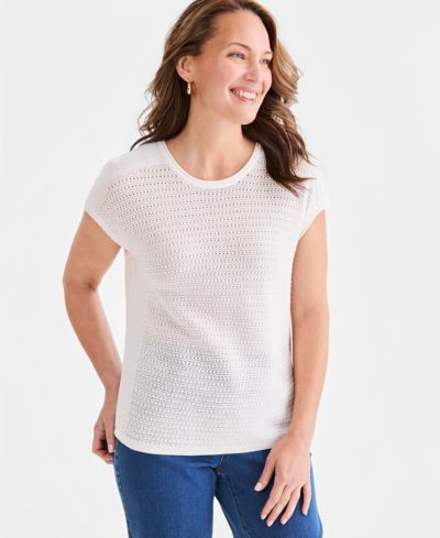 Style & Co Women's Open-Stitch Cap-Sleeve Sweater, Macy's Exclusive