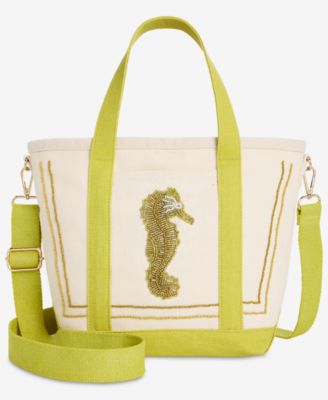 On 34th Beaded Canvas Small Tote Handbag, Macy's Exclusive