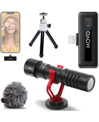 Movo VXR10 микрофон-пушка с беспроводным адаптером WM-VXR10 и штативом для iPhone и iPad