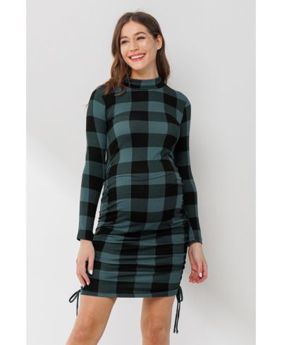 Платье Hello Miz Maternity Bodycon Plaid Side Ruched