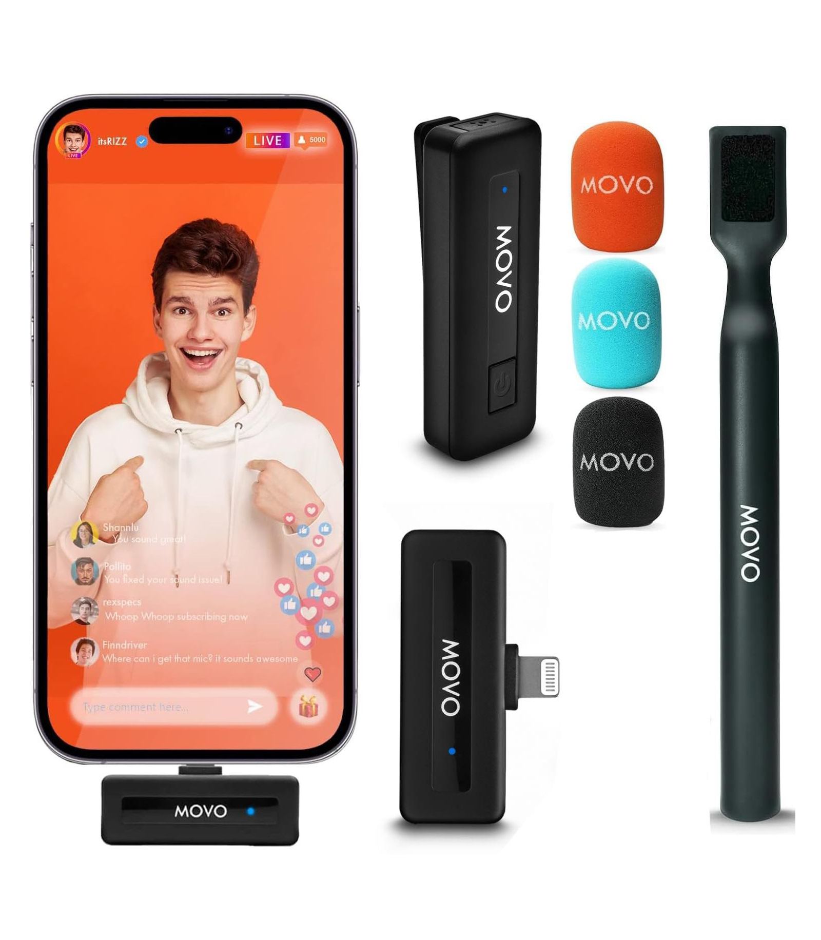 Movo Wireless Mini DI DUO Lavalier Microphone System for iPhone