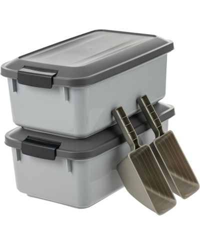 IRIS WeatherPro Airtight Pet Food Storage Container, 14 lbs, Gray, 2Pk