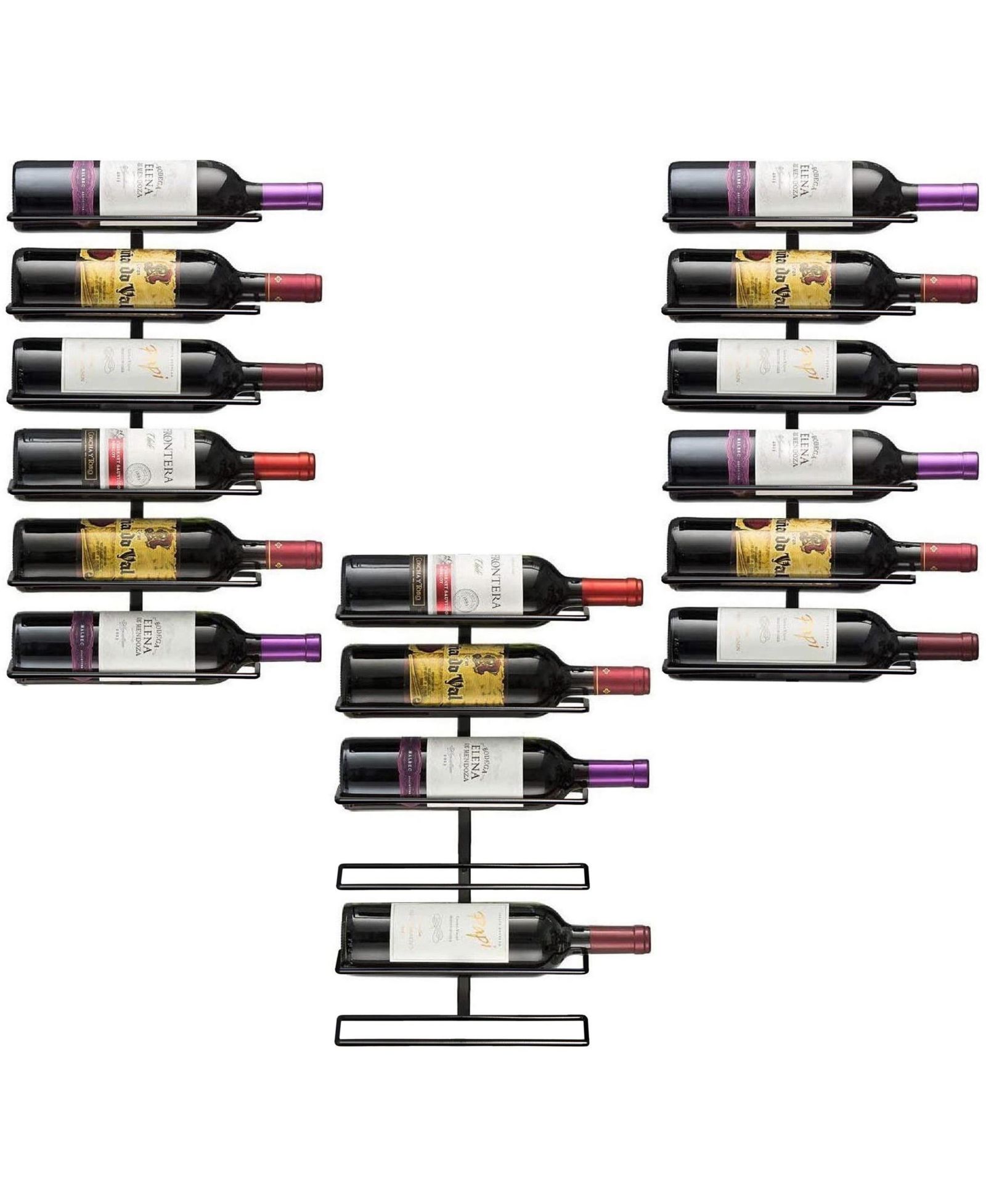 Sorbus 3 Pack Black Metal Wine Rack Bottle Holder - for Home Bar, Kitchen (Holds 18)