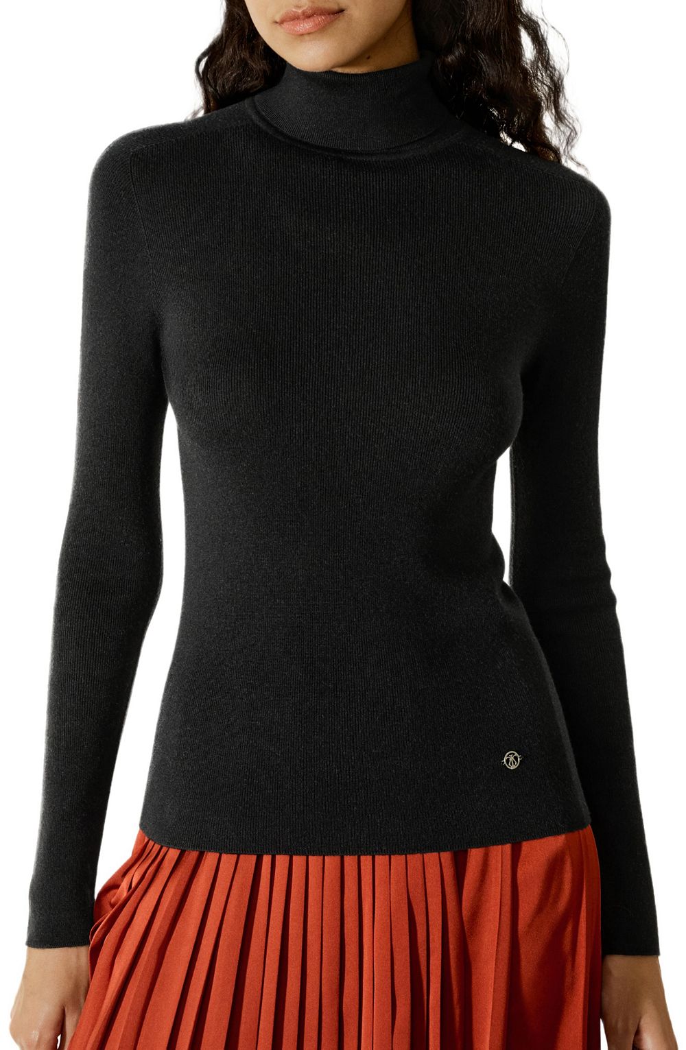 LILYSILK Women's Seamless Silk-Cashmere Blend Turtleneck Sweater