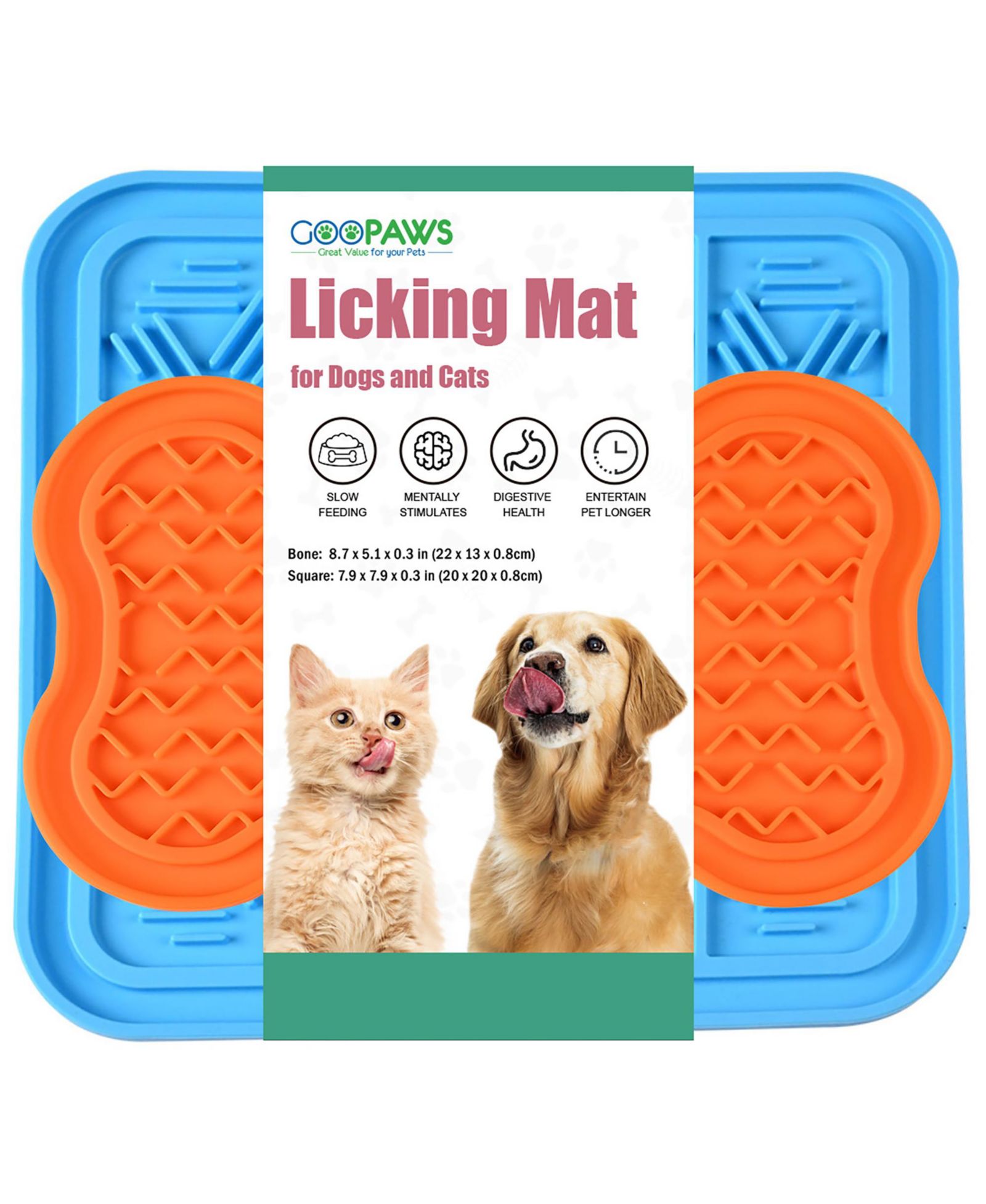 GOOPAWS Licking Mat: 2pk - Orange & Blue