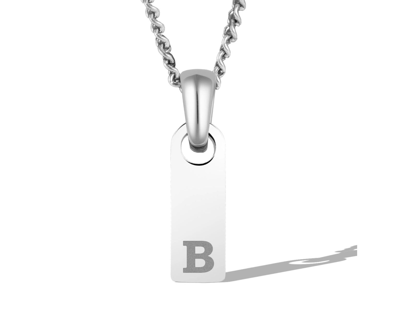 Мужское ожерелье Vincero Men's Initial Tag - Silver с Micro Cuban Chain