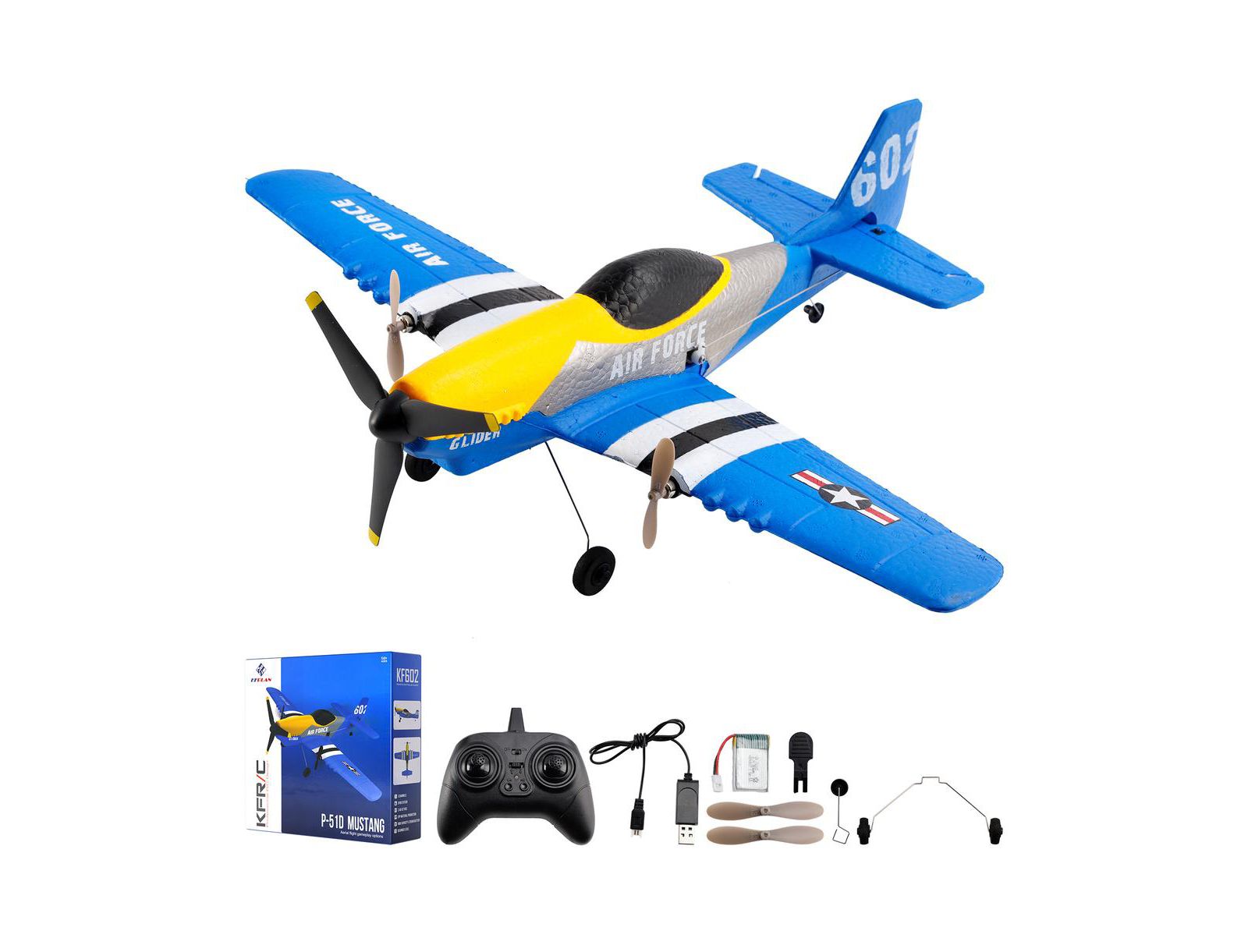 Радиоуправляемый самолет Bruce & Shark 2.4G 3-Channel RC с автостабилизацией 6-Axis и EPP, 2 аккумулятора в комплекте