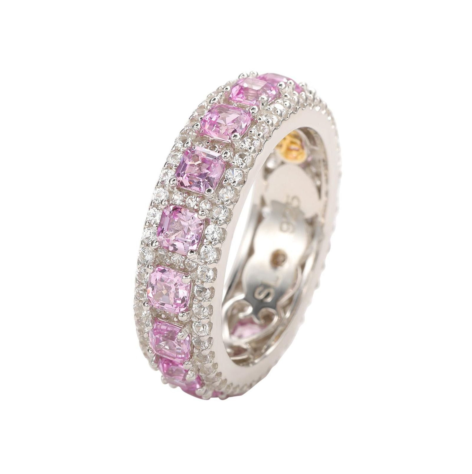 Suzy Levian Sterling Sapphire & Created Sapphire Modern Eternity Band