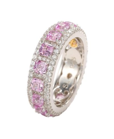 Современное кольцо с сапфирами Suzy Levian Sterling Sapphire & Created Sapphire Modern Eternity Band