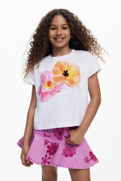 Детская футболка Desigual с коротким рукавом и вышивкой цветов