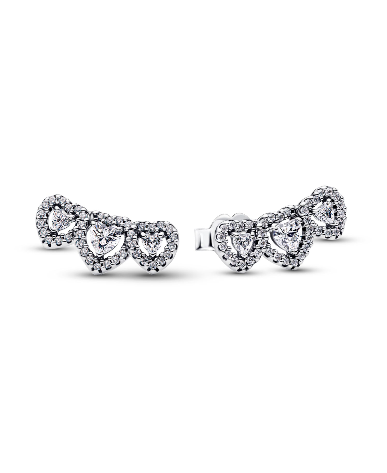 Серьги-гвоздики Pandora Halo Heart Trilogy Stud