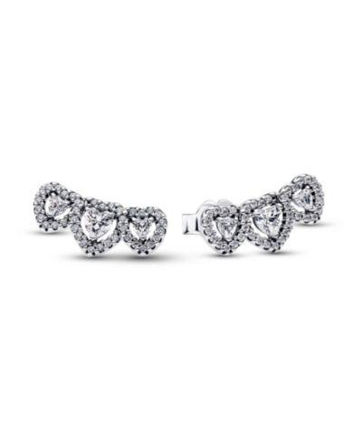 Серьги-гвоздики Pandora Halo Heart Trilogy Stud