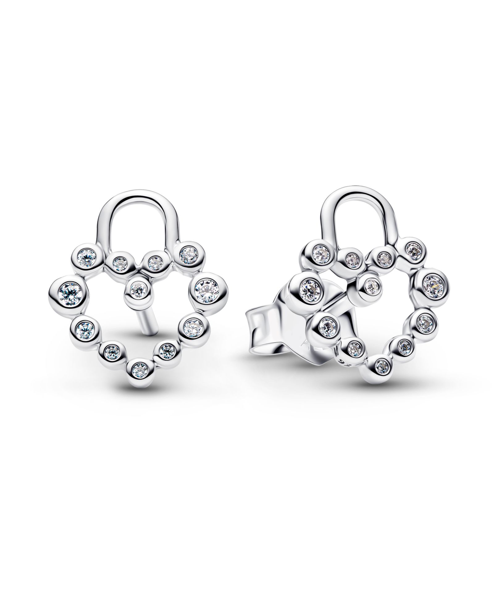 Pandora Sparkling Heart Padlock Stud Earrings