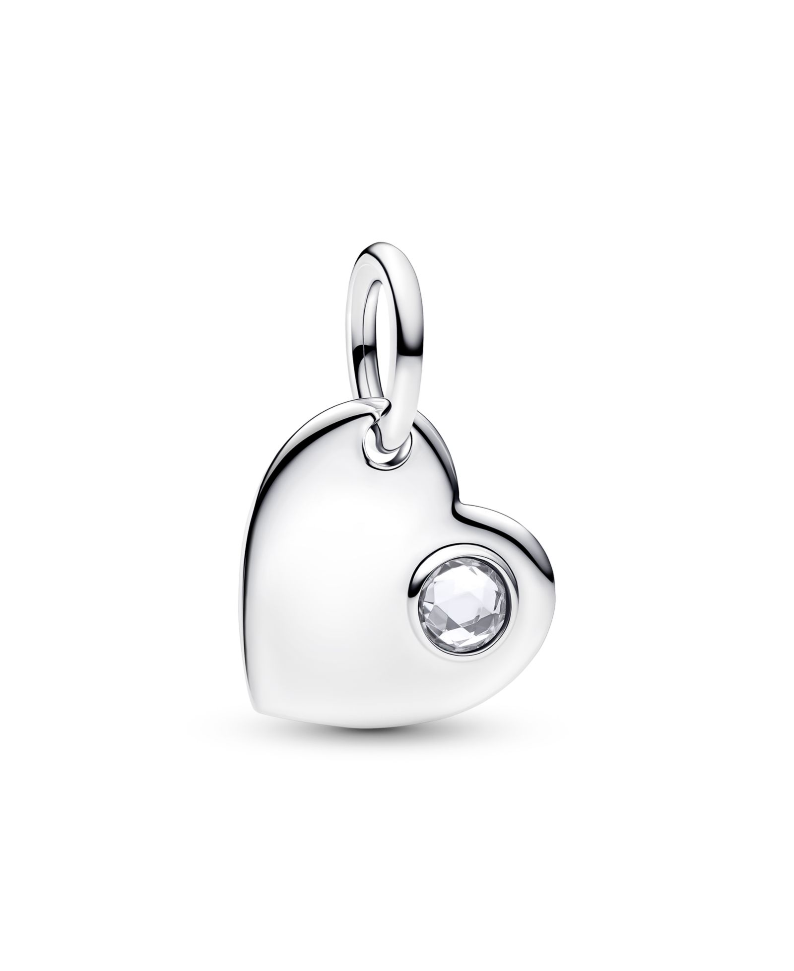 Подвеска Pandora April Engravable Heart Clear Stone Dangle Charm