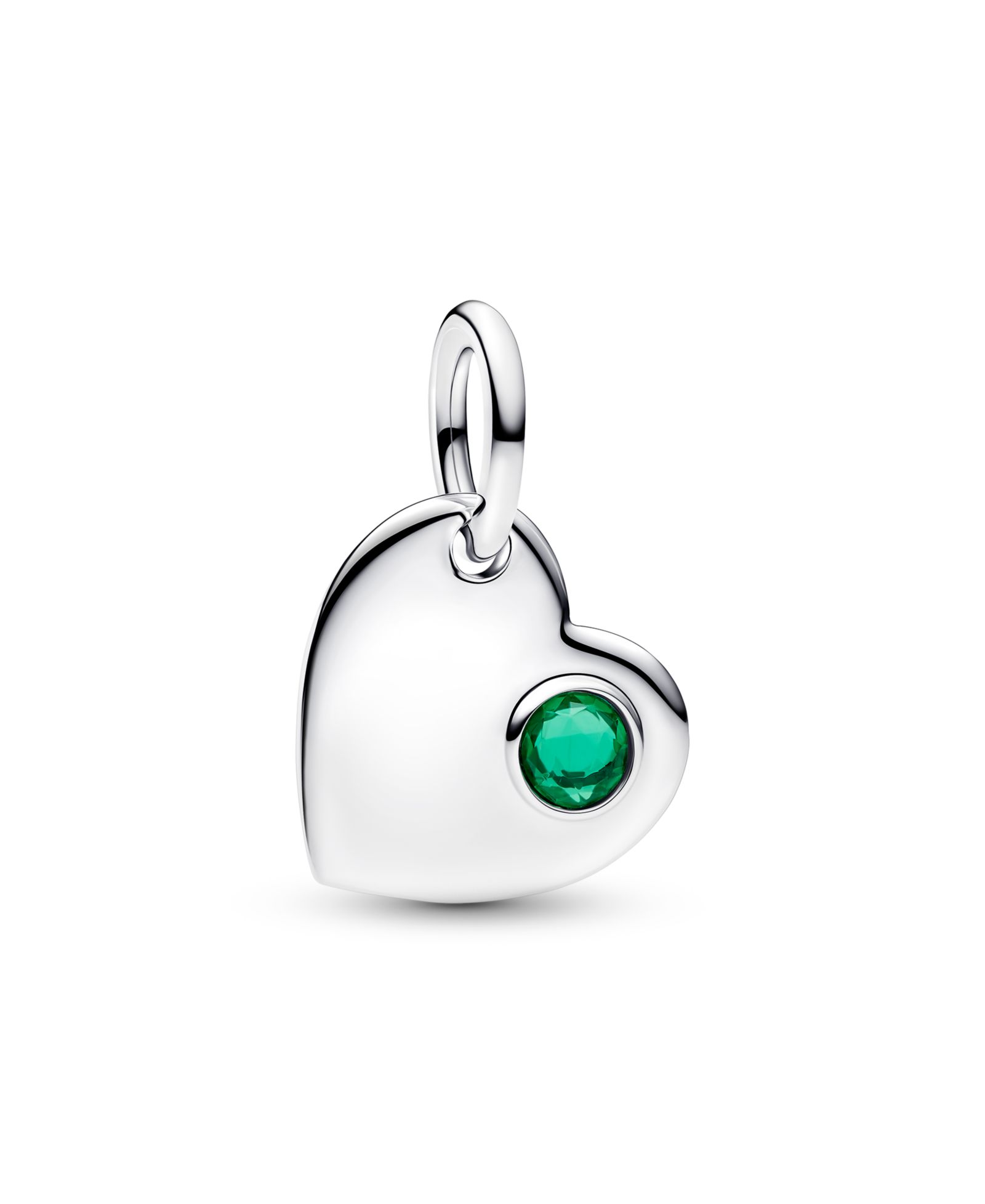 Подвеска-шарм Pandora May Engravable Heart Green Stone
