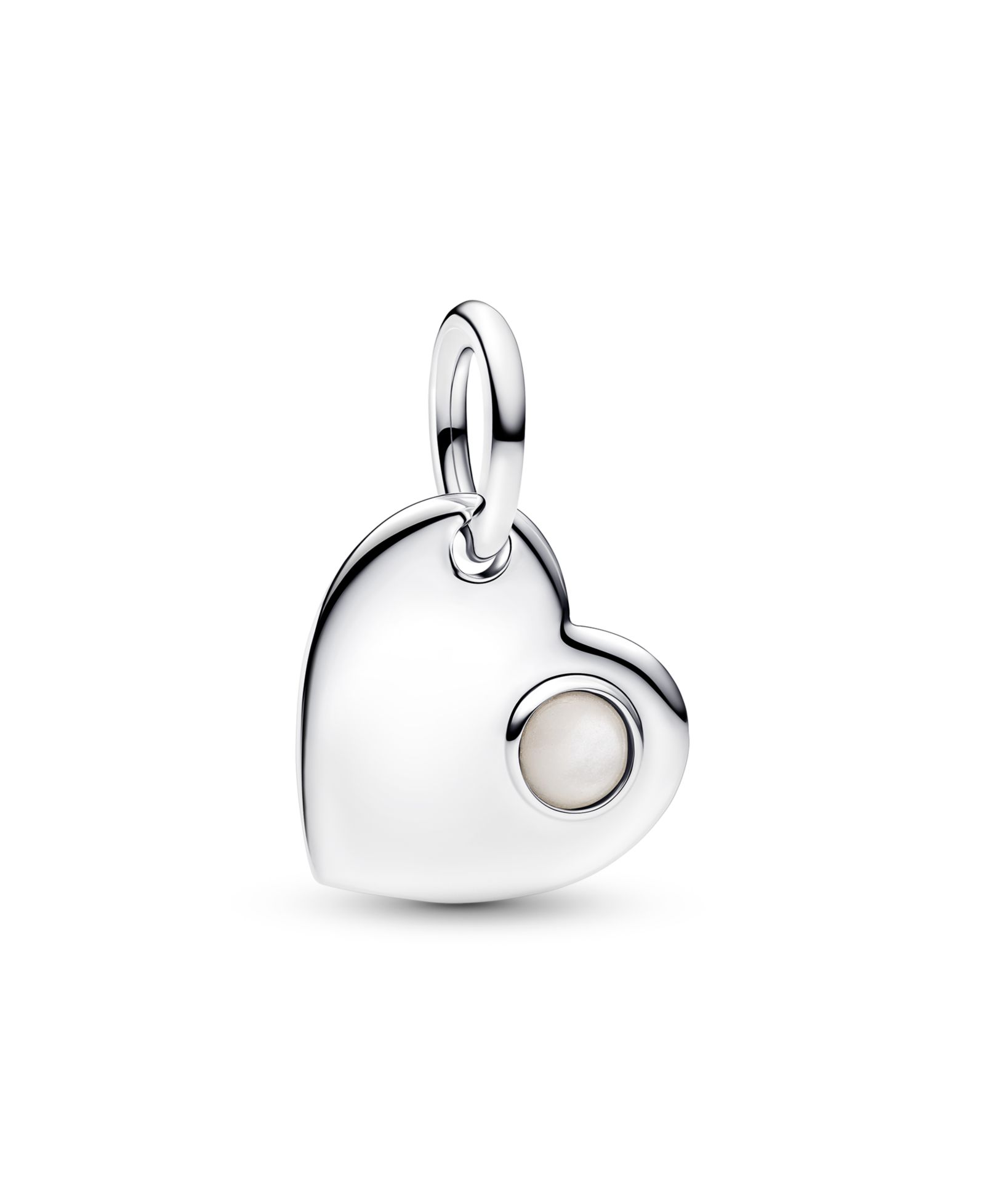 Подвеска Pandora June Engravable Heart White Stone Dangle Charm
