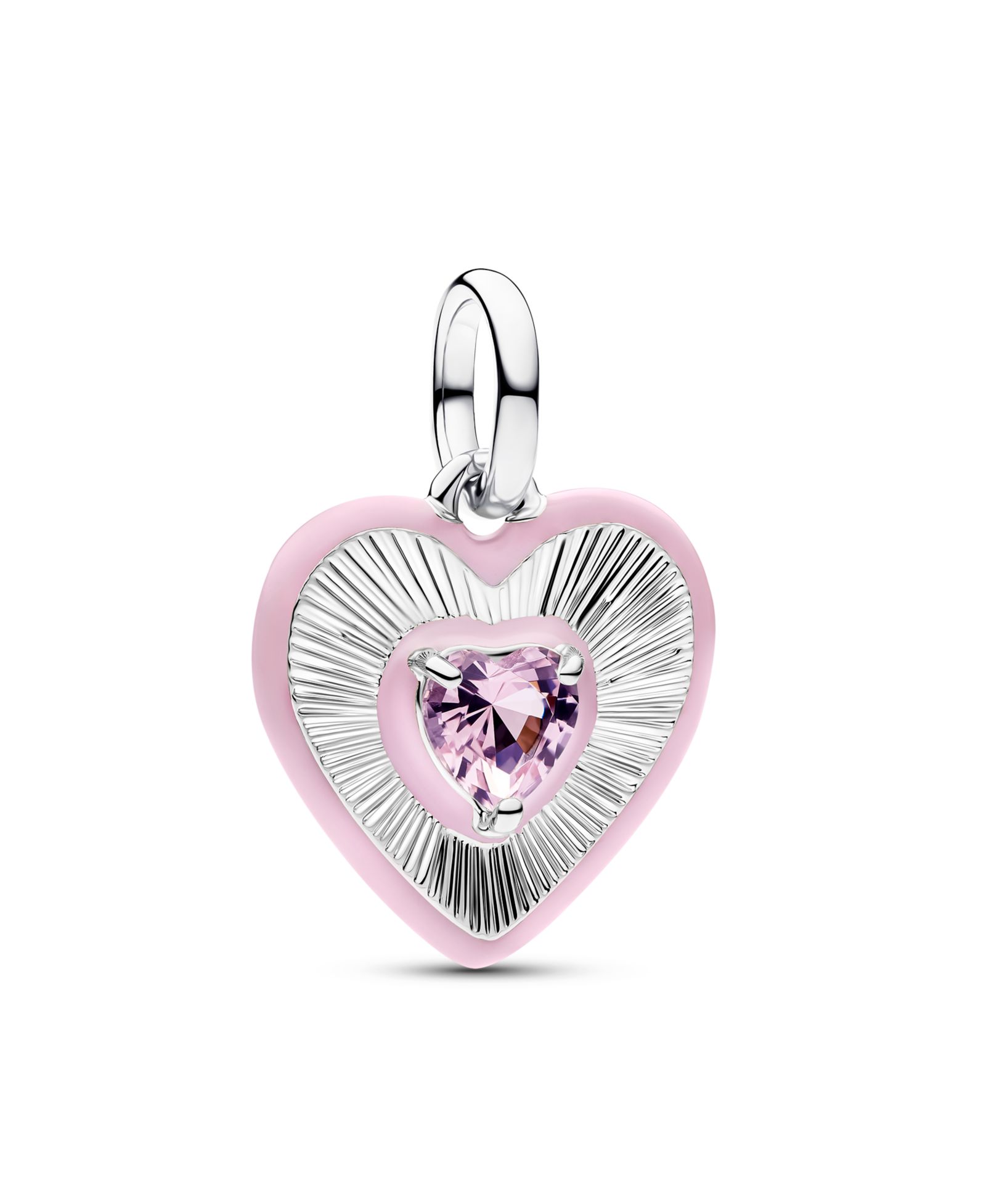Подвеска Pandora Radiating Pink Heart Medallion Charm