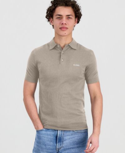 GUESS Men's Lex-Knit Spread Collar Polo Shirt
