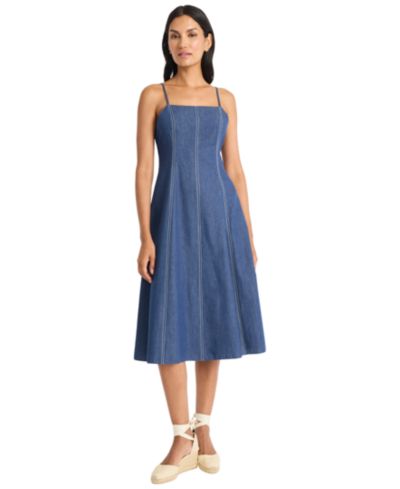 Maggy London Women's Sleeveless Chambray Midi Dress