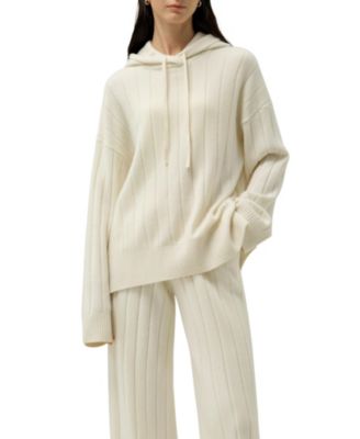 LILYSILK Women's Ribbed Hooded Knit Top