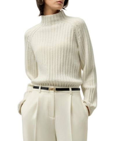 LILYSILK Women's Pointelle Mock Neck Sweater