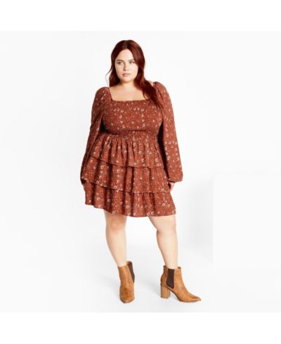 Платье мини CITY CHIC Plus Size с принтом Dahlia