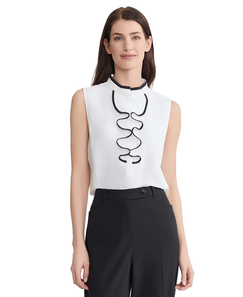 Jones New York Women's Ruffle Detail Sleeveless Top