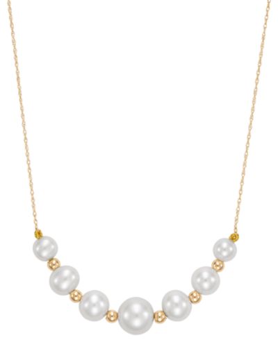 Ожерелье Macy's Cultured Graduated Freshwater Pearl 18" 10K Yellow Gold