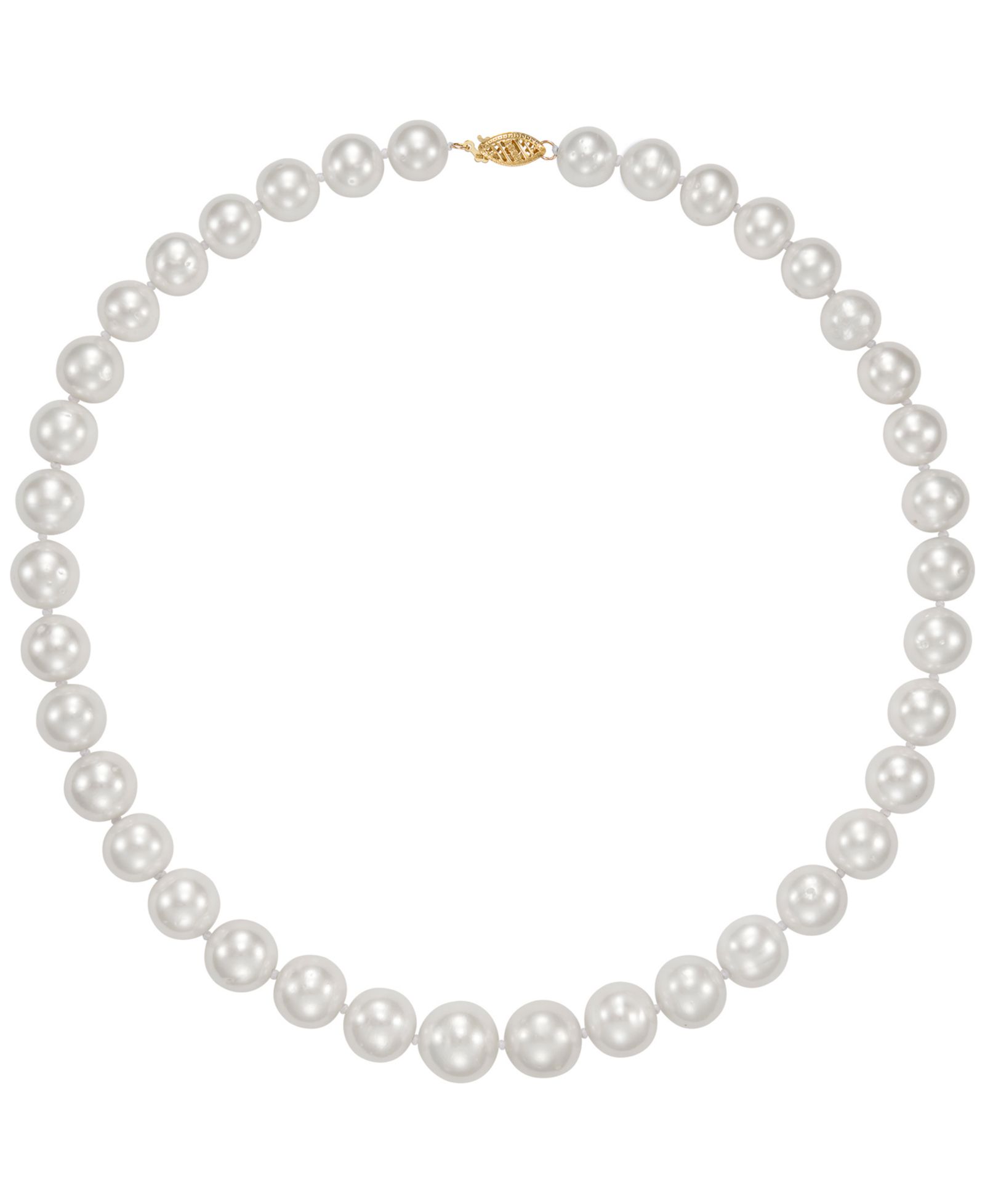 Колье с натуральным речным жемчугом (10-13mm) в 14k желтом золоте, 18”