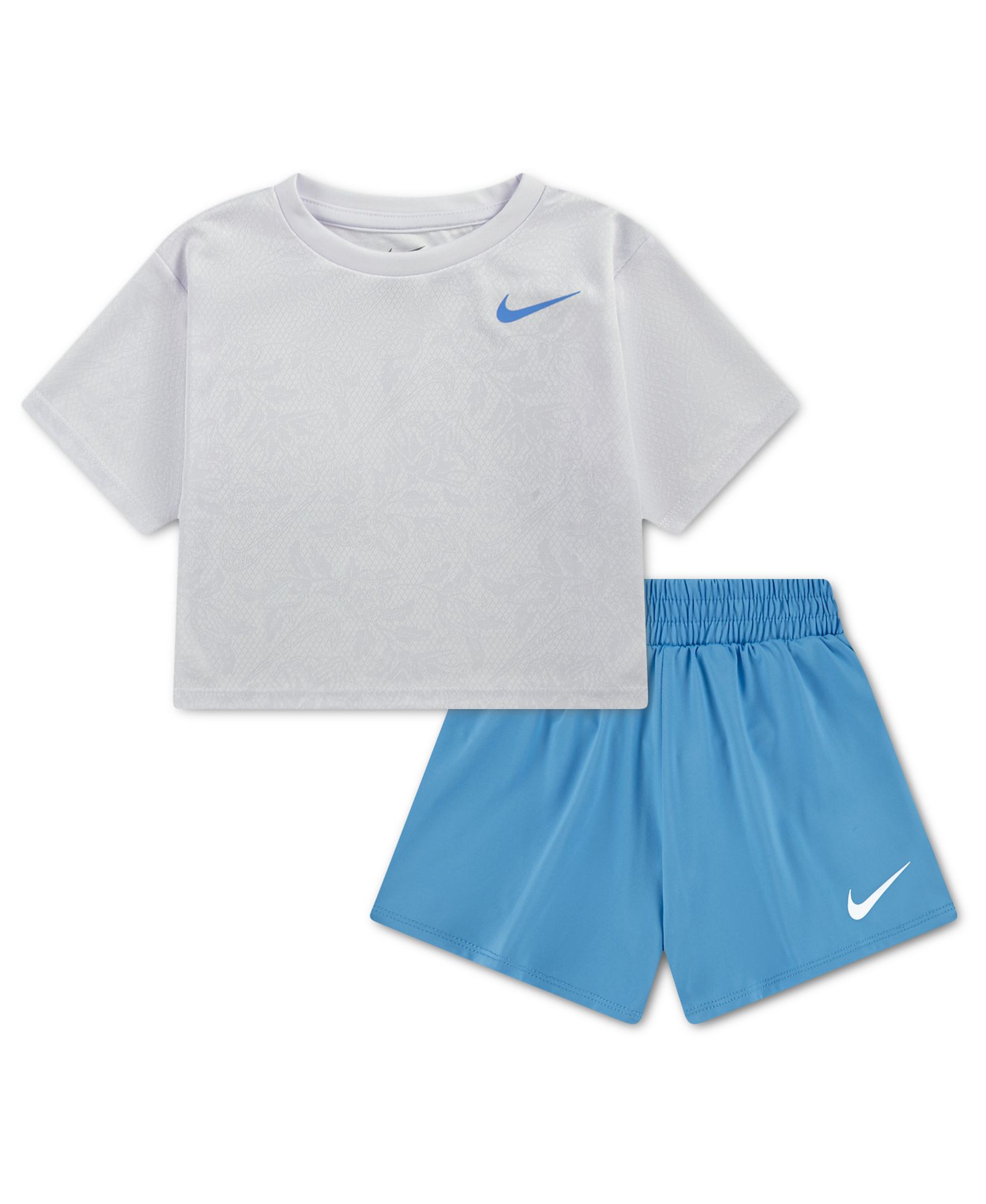 Nike Girls' Toddler 2T-4T Lace It Up Crewneck T-Shirt and Swing Shorts, 2-Piece Set