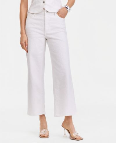 I.N.C. International Concepts Women's Wide-Leg Sequin Embellished Ankle Jean, Macy's Exclusive