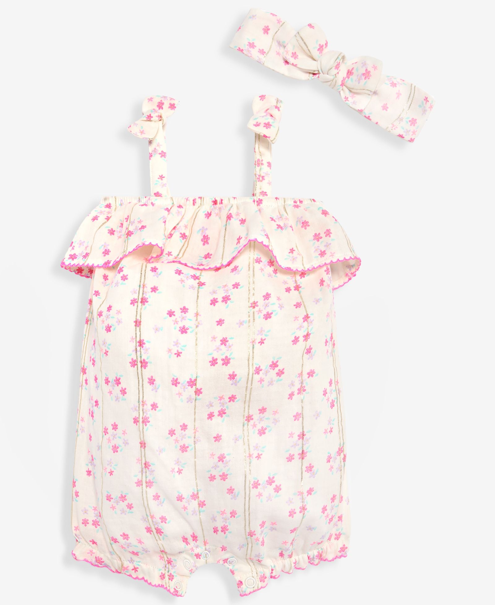 First Impressions Baby Girls' 3M-24M Floral Romper & Headband, 2-Piece Set, Macy's Exclusive