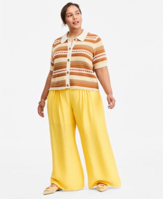 Брюки On 34th Trendy Plus Size из марли с защипами