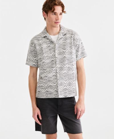 Мужская рубашка Sun + Stone Knit Medallion-Print Camp