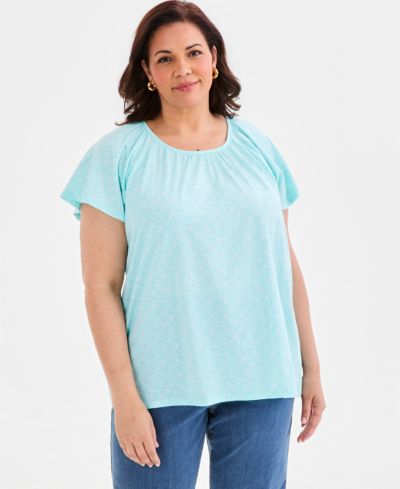 Style & Co Plus Size топ с принтом и воланами