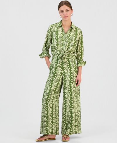 Брюки I.N.C. International Concepts Petite Petite Printed High-Rise Wide-Leg
