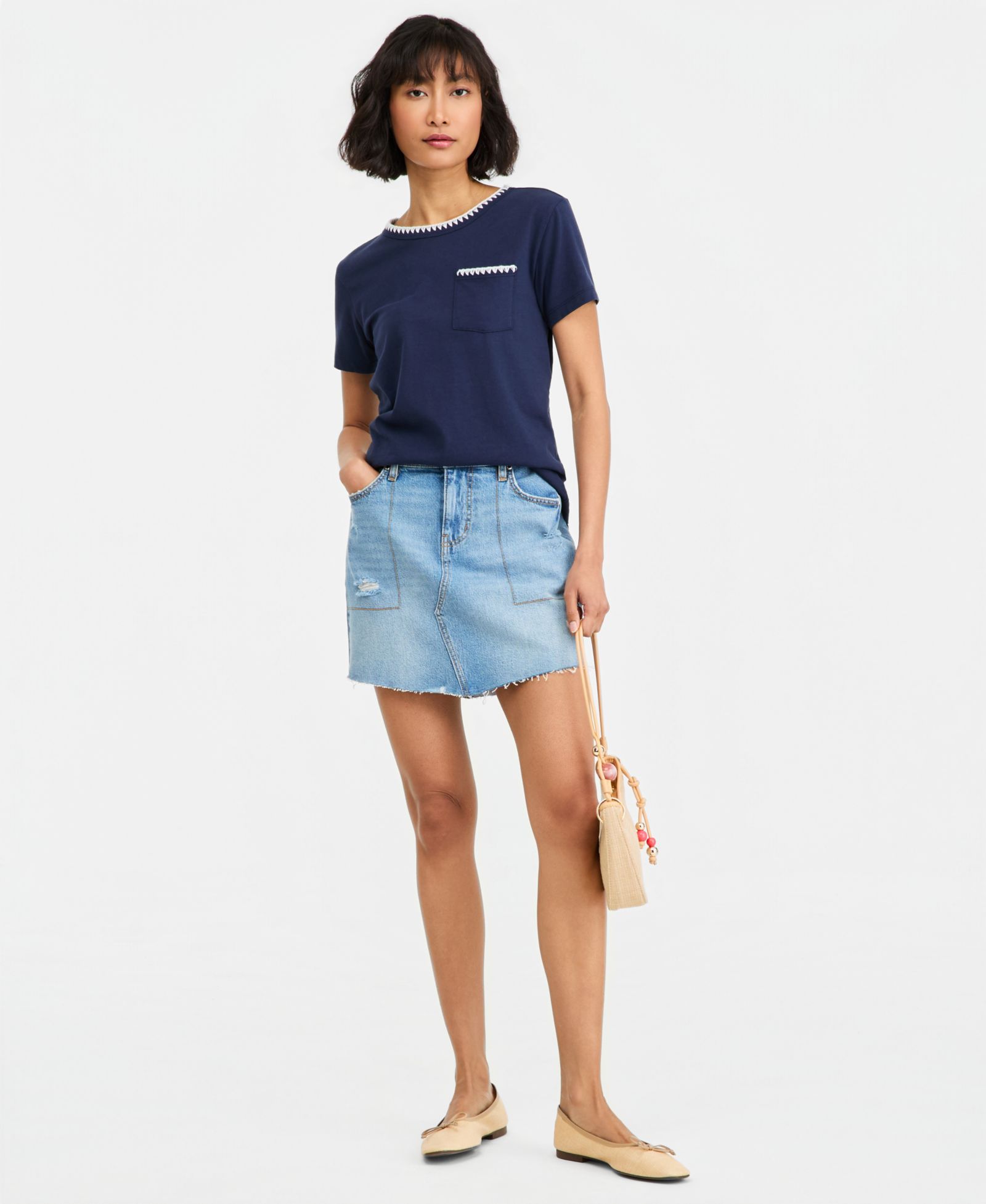 On 34th Women's Mid-Rise Raw-Edge-Hem Mini Denim Skirt, Macy's Exclusive