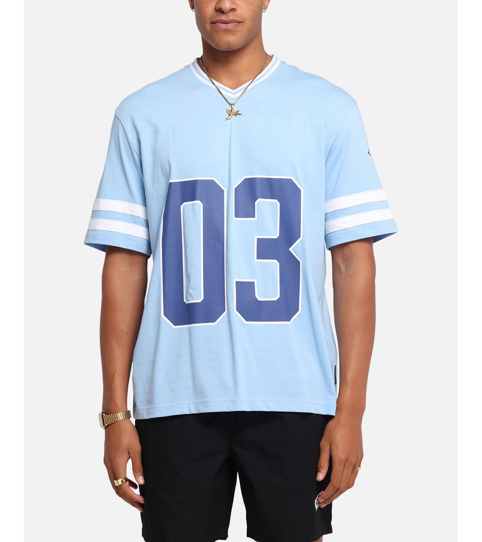 CARRE Men's Rose Football T-Shirt - Light Blue L