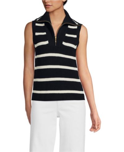 Lands' End Women's Drifter Quarter Zip Vest Sweater