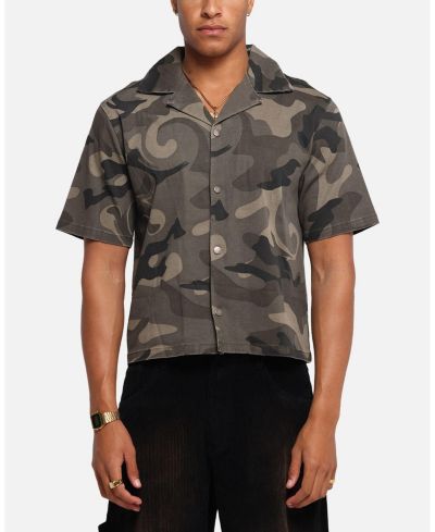 XXIII Men's Washed Camo Button Up Shirt Camo