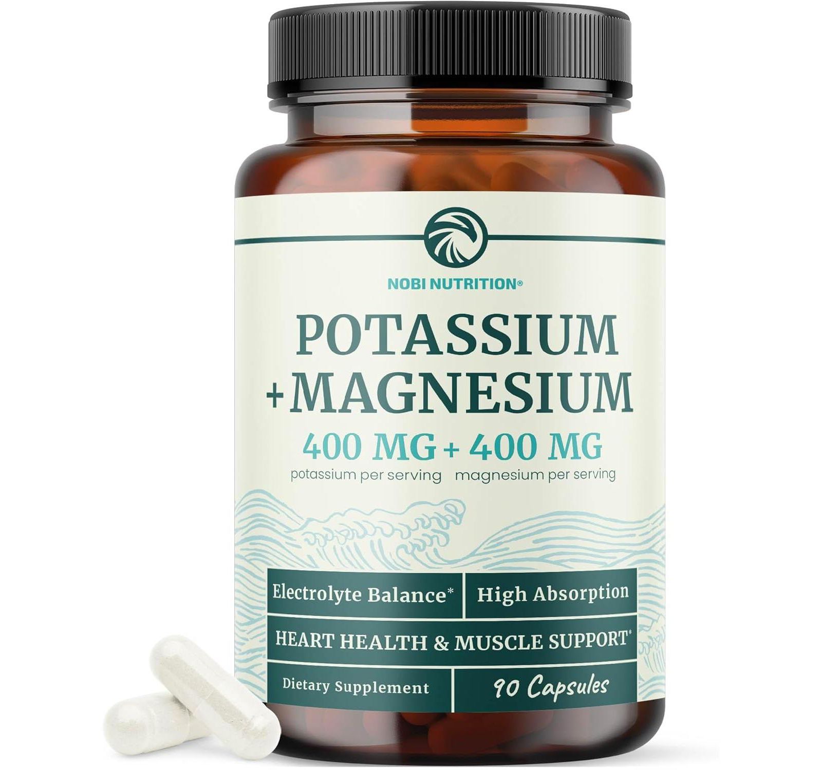 Nobi Nutrition Potassium Magnesium Capsules, 90ct