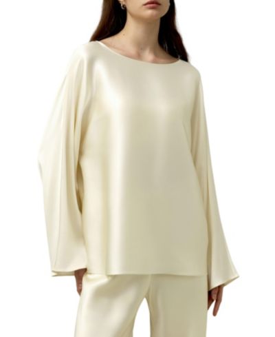 LILYSILK Женская шелковая блузка с круглым вырезом Charmeuse