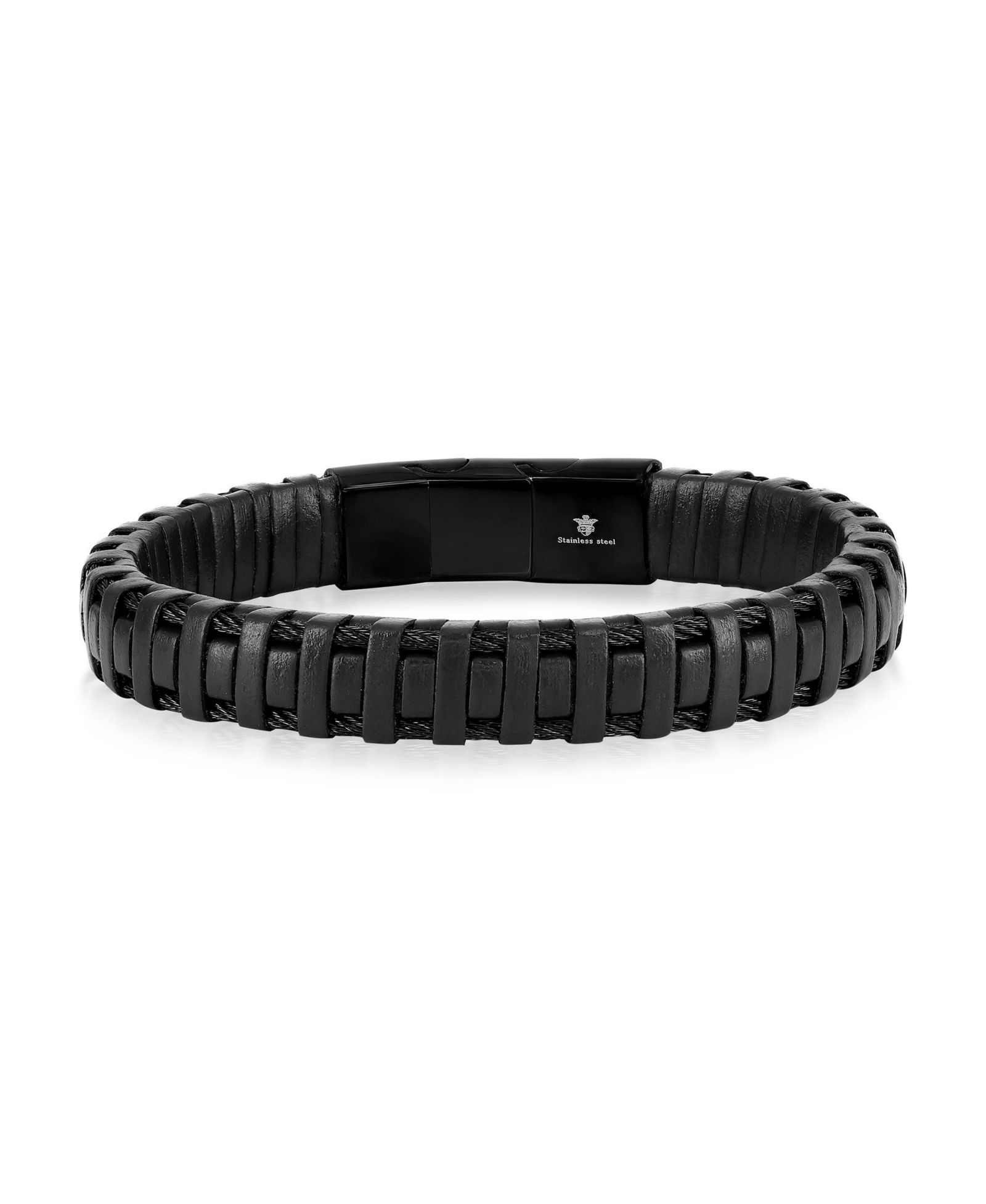 Metallo Stainless Steel, Leather Designed Bracelet