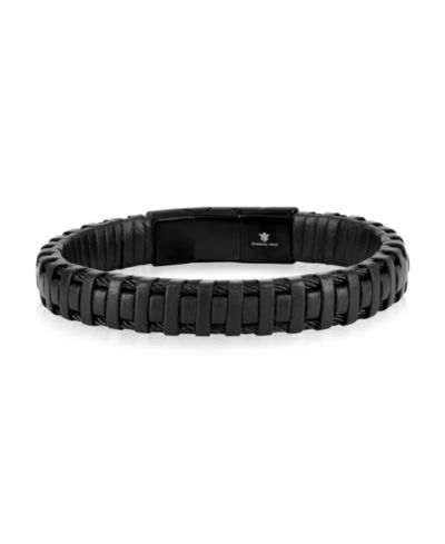 Metallo Stainless Steel, Leather Designed Bracelet