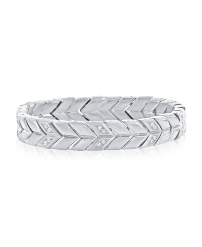 Браслет Metallo Stainless Steel с дизайном Chevron, полированный и матовый с CZ