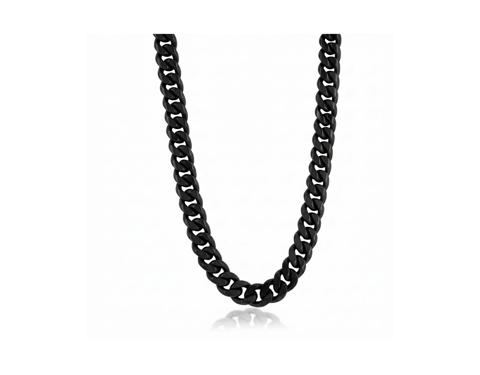 Stainless Steel, Black Plated Cuban Chain Necklace