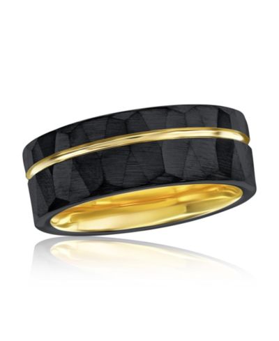 Кольцо Metallo Matte Black & Gold Lined Faceted Tungsten