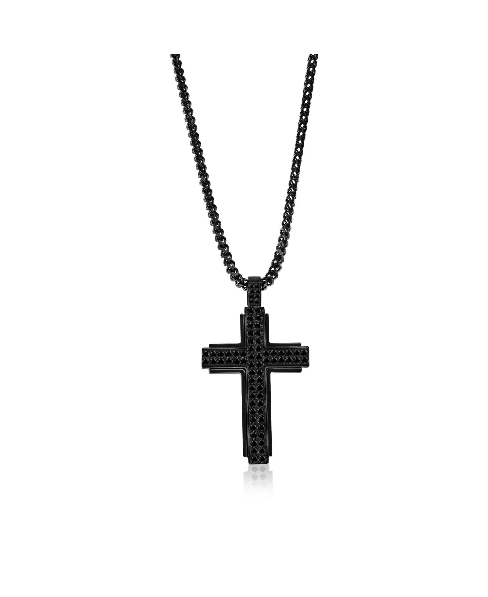 Metallo Stainless Steel, CZ Cross Necklace